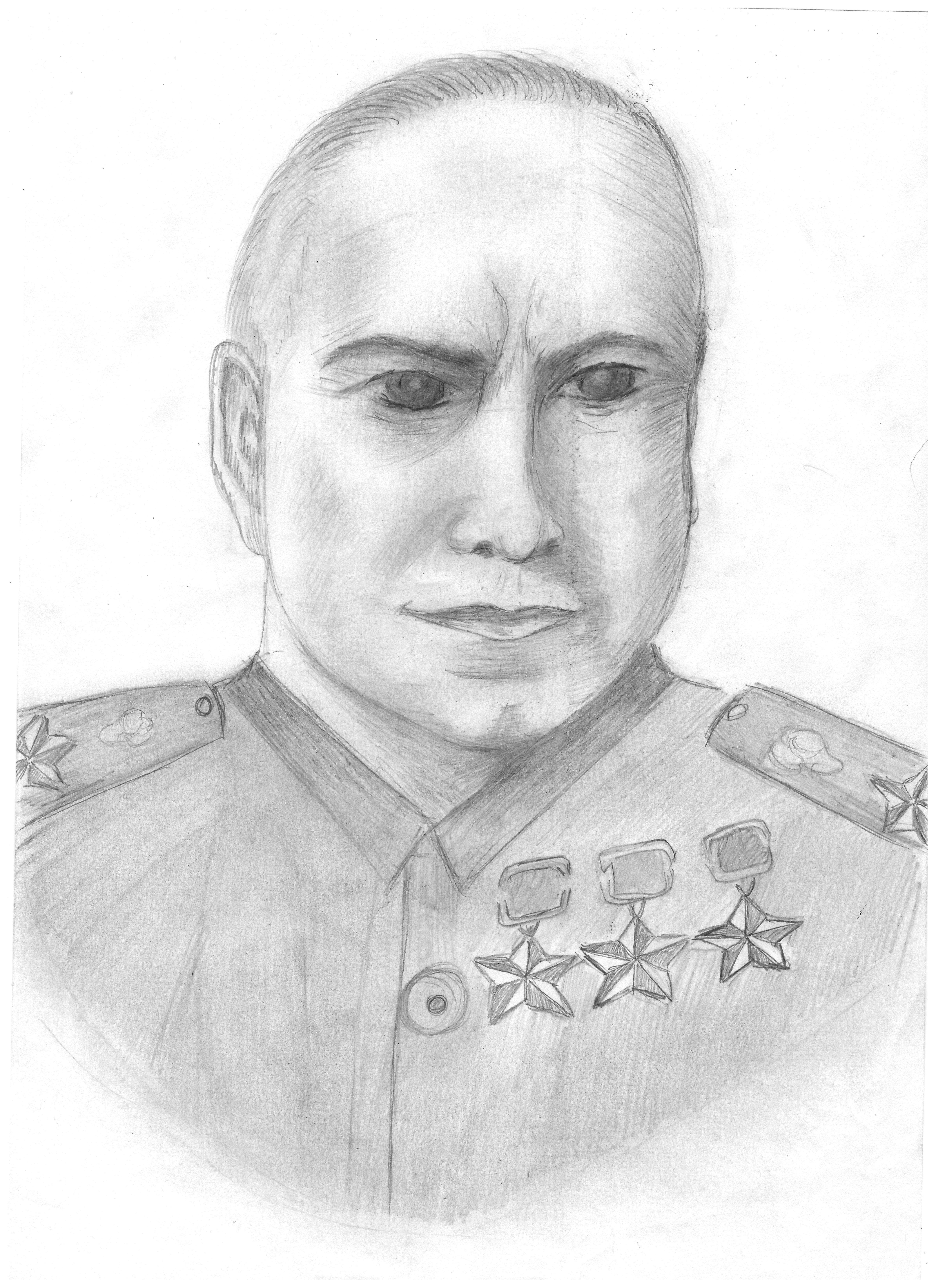 Маршал Жуков портрет карандашом