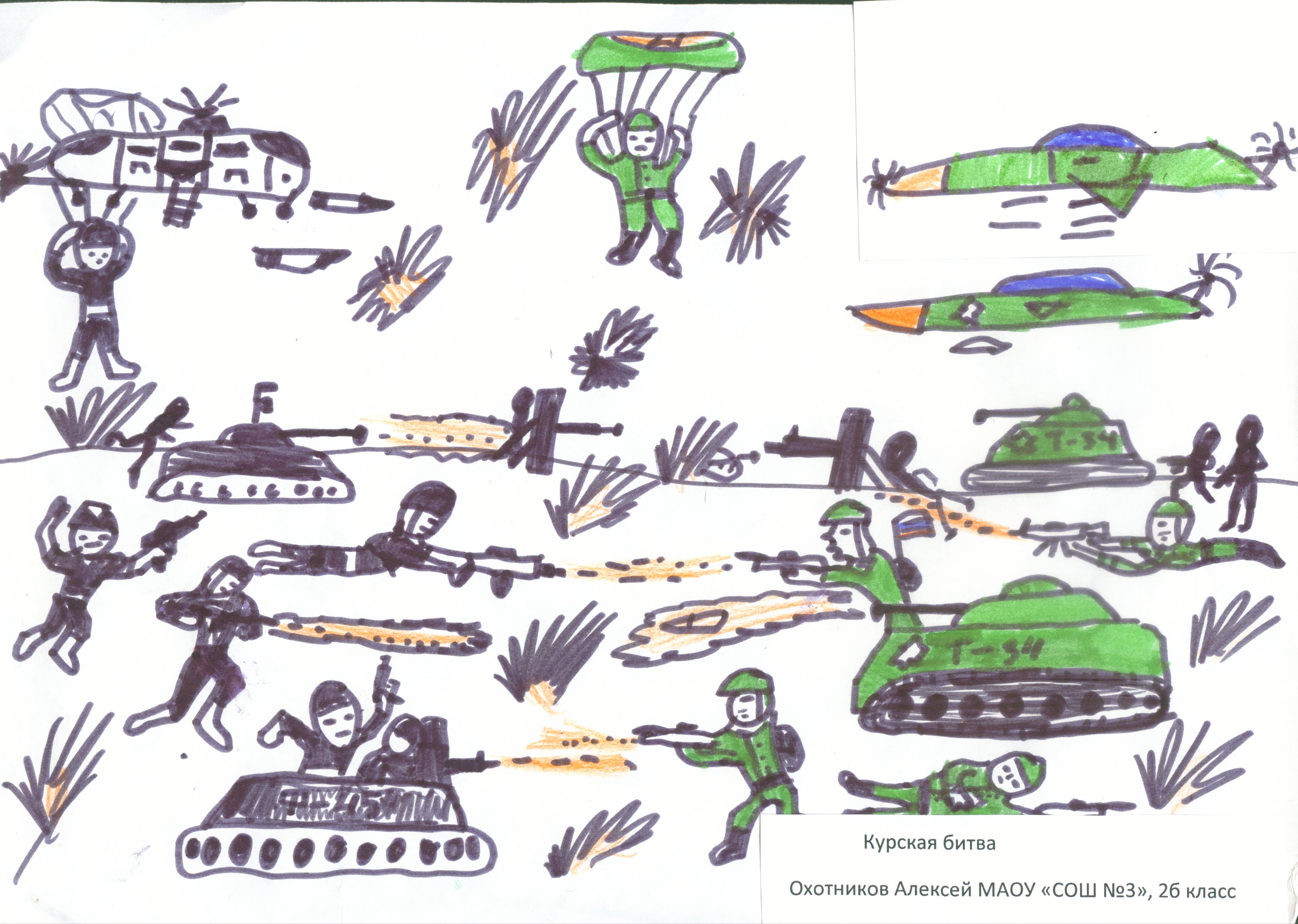 Детские рисунки танковое сражение